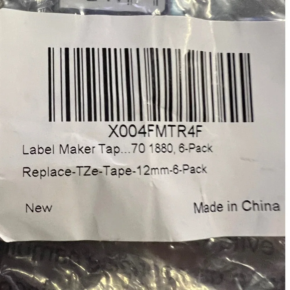 6 Pack Replace TZe-231 Label Maker Tape 12mm 0.47 White Laminated for Brother